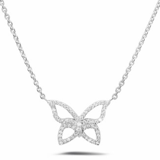 Halsketten - 0.30 Karat Diamant Design Schmetterlingkette aus Weißgold