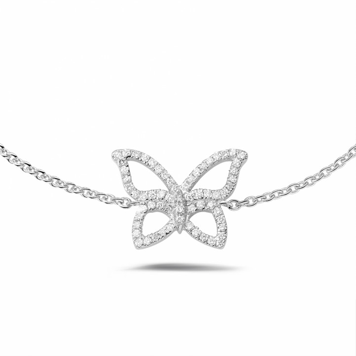 0.30 Karat Diamant Design Schmetterlingarmband aus Weißgold