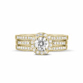 0.50 Karat Diamant Solitärring aus Gelbgold mit kleinen Diamanten