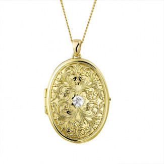 Halsketten - 0.40 Karat Diamant Design Medaillon aus Gelbgold