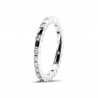 Memoire Ring - 0.07 Karat karierter Kombination Diamant Ring aus Weißgold