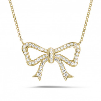 Halsketten - Halskette mit Diamant Schleife aus Gelbgold