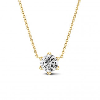 Halsketten - BAUNAT Iconic 1.00 Karat Solitär Anhänger aus Gelbgold mit rundem Diamant