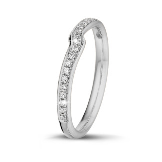 Ehering Frauen - 0.20 Karat geschwungener Diamant Memoire Ring (zur Hälfte besetzt) aus Platin