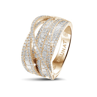1.90 Karat Ring aus Rotgold mit runden und Prinzess Diamanten