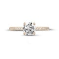 1.50 Karat Solitärring aus Rotgold mit kleinen Diamanten
