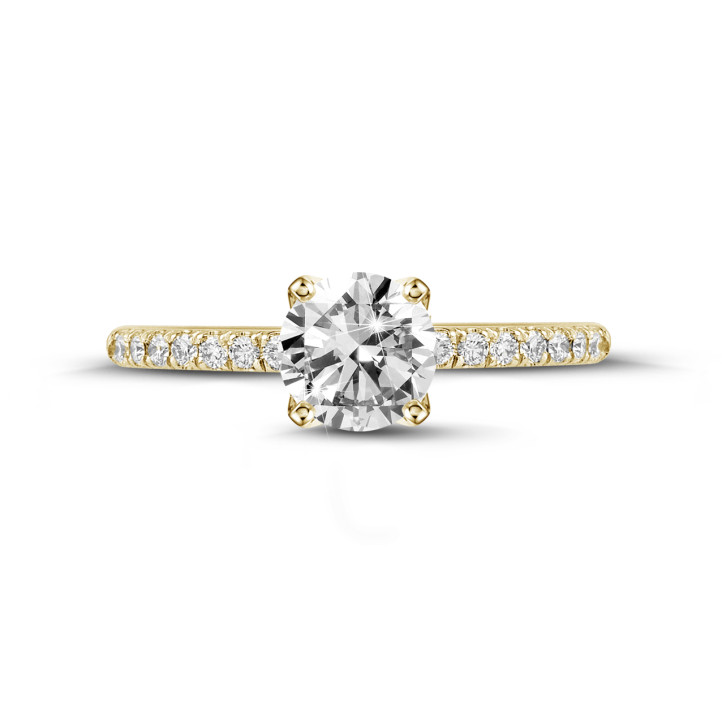 3.00 Karat Solitärring aus Gelbgold mit kleinen Diamanten