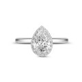 1.50 Karat Halo Ring aus Weißgold mit Tropfen-Diamant