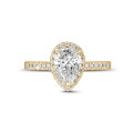 1.50 Karat Halo Ring aus Gelbgold mit Tropfen-Diamant