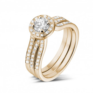 0.50 Karat Diamant Solitärring aus Rotgold mit kleinen Diamanten