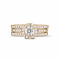 0.50 Karat Diamant Solitärring aus Rotgold mit kleinen Diamanten