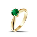 Solitärring aus Gelbgold mit rundem Smaragd