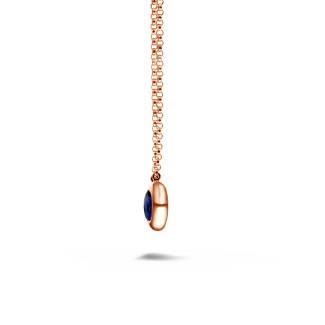 Geschenkideen - Anhänger in Zargenfassung aus Rotgold mit rundem Saphir