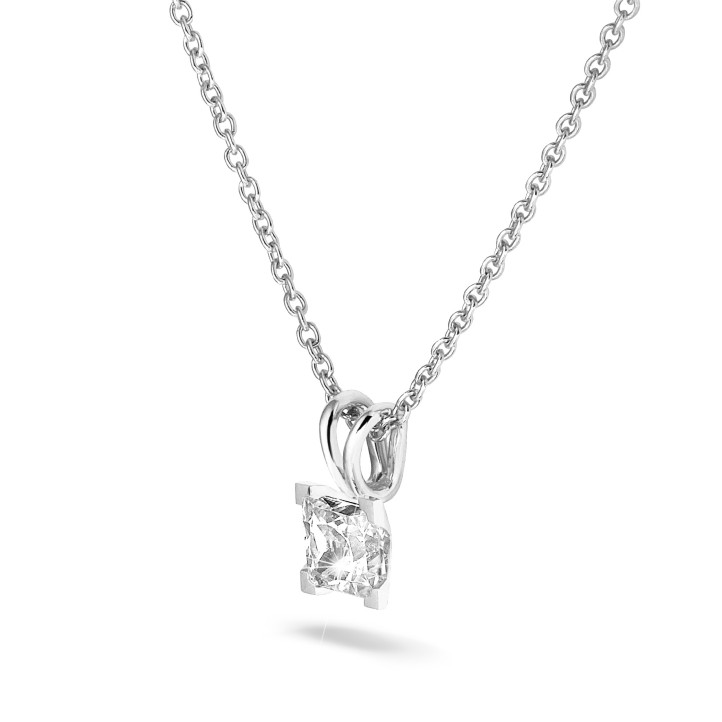 1.00 Karat Solitär Anhänger aus Weißgold mit Prinzessdiamant von außergewöhnlicher Qualität  (D-IF-EX-None Fluoreszenz-GIA Zertifikat)