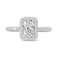 2.00 Karat Halo Solitärring mit Diamant im Radiant-Schliff aus Weißgold mit runden Diamanten