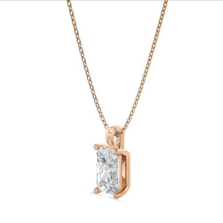 1.00 Karat Solitär Anhänger mit Diamant im Radiant-Schliff aus Rotgold