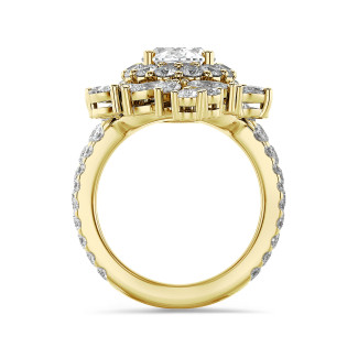 Maßgefertigter Schmuck - Maßgefertigter Entourage-Ring mit einem ovalen Diamanten