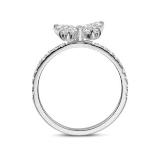 Ringe - Schmetterlingsring mit Flügeln aus Marquise- und Tropfenschliff-Diamanten