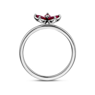 Ringe - Blumenring mit Blütenblättern aus Marquise-Schliff-Rubinen