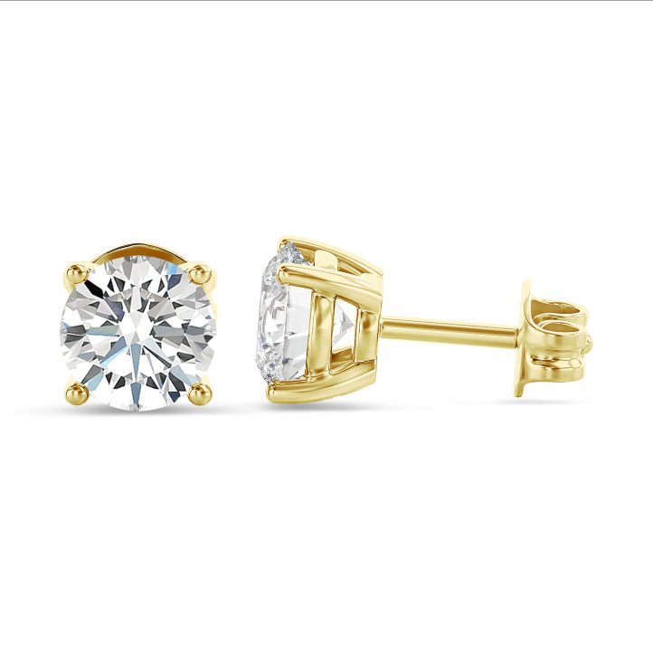 2.00 Karat Solitär Ohrringe aus Gelbgold