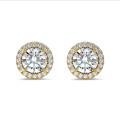 2.00 Karat Halo Ohrringe aus Gelbgold