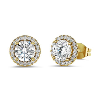 2.00 Karat Halo Ohrringe aus Gelbgold