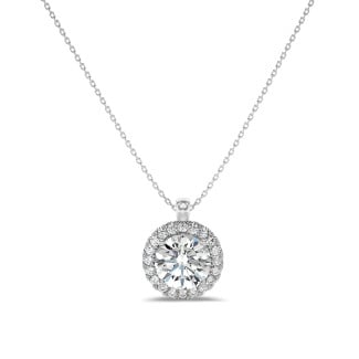 1.00 Karat Halo Halskette aus Weißgold