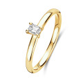 0.15 Kt Solitärring mit Smaragdschliff-Diamanten in Gelbgold