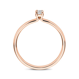 Ringe - 0.15 Kt Solitärring mit ovalem Diamanten in Rotgold