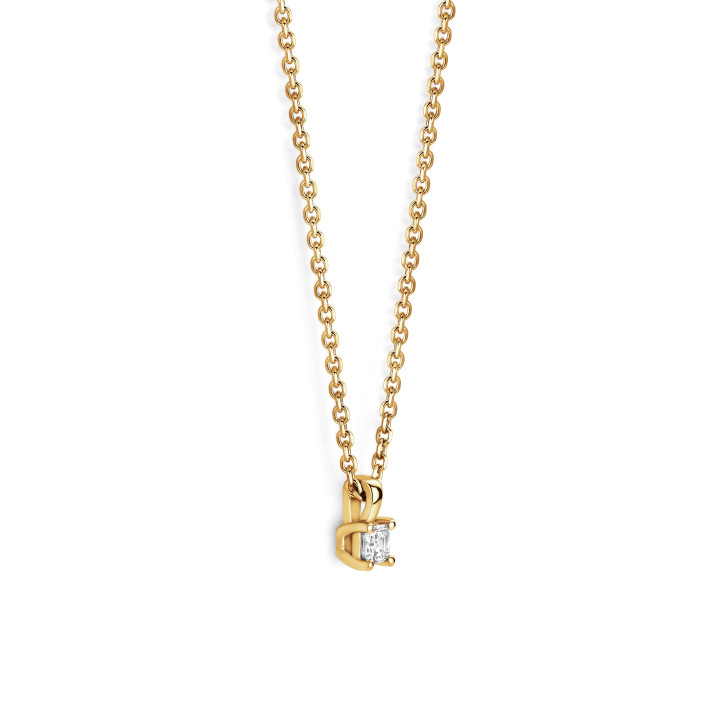 0.15 Kt Solitär-Anhänger mit Asscher-Schliff-Diamanten in Gelbgold