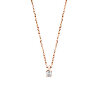 0.15 Kt Solitär-Anhänger mit Radiant-Schliff-Diamanten in Rotgold