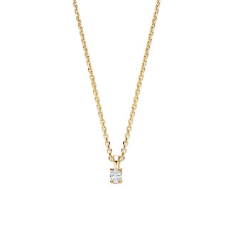 0.15 Kt Solitär-Anhänger mit ovalem Diamanten in Gelbgold