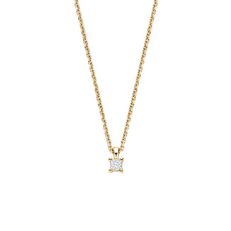 0.15 Kt Solitär-Anhänger mit Prinzess-Schliff-Diamanten in Gelbgold