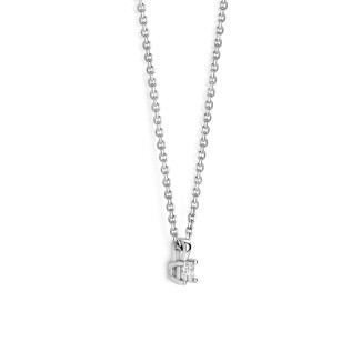 Halsketten - 0.15 Kt Solitär-Anhänger mit Asscher-Schliff-Diamanten in Weißgold