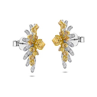 Ohrringe - Ein Unikat - 6.21 Karat Ohrringe mit Flügel-Design aus Weiß- und Gelbgold.