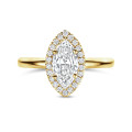 0.70 Karat Halo Ring aus Gelbgold mit Marquise-Diamant