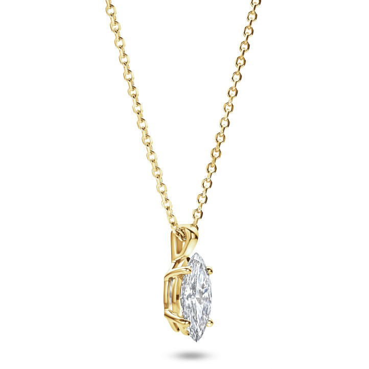 1.00 Karat Solitär Anhänger aus Gelbgold mit Marquise Diamant
