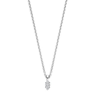Halsketten - 0.15 Kt Solitär-Anhänger mit Marquiseschliff-Diamanten in Weißgold