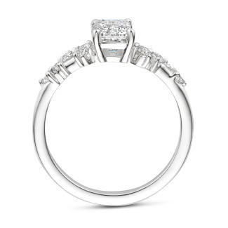 Classics - 1.50 Kt Solitär-Cluster-Ring aus Weißgold mit Diamant im Smaragdschliff