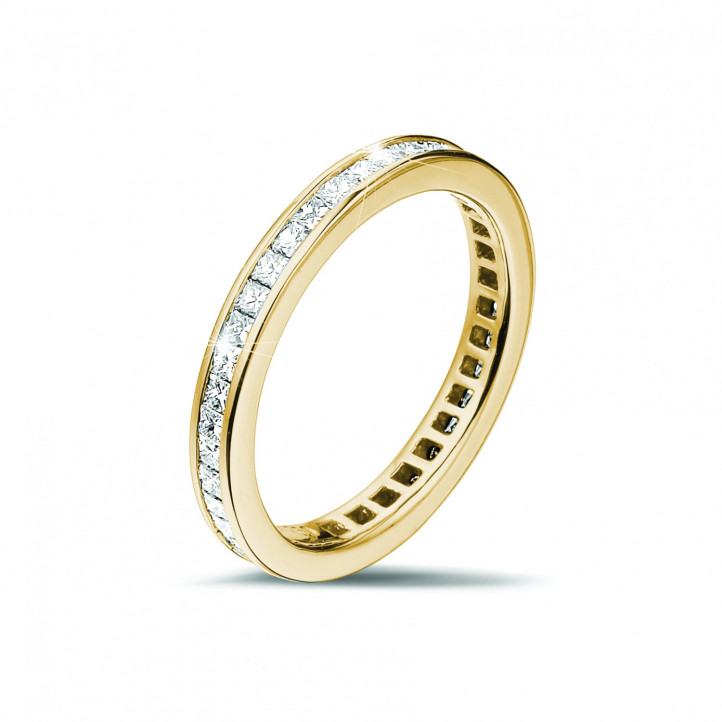 0.90 Karat Memoire Ring (rundherum besetzt) aus Gelbgold mit kleinen Prinzessdiamanten