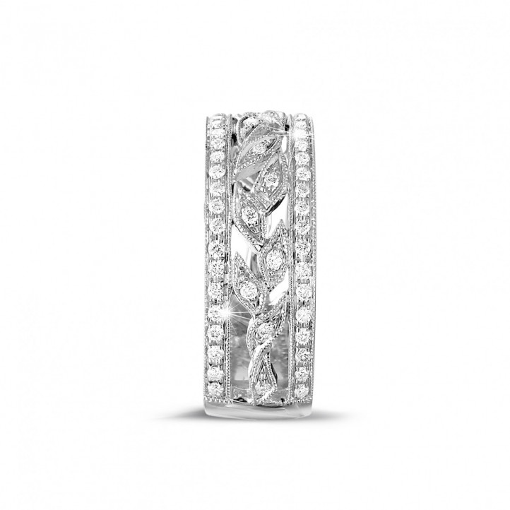 0.35 Karat Memoire Ring mit kleinen Blättern aus Platin mit runden Diamanten