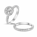 0.70 Karat Halo Solitärring aus Platin mit runden Diamanten