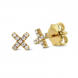 Ohrringe - XX-Ohrringe aus Gelbgold mit kleinen runden Diamanten