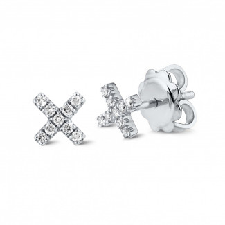 Ohrringe - XX-Ohrringe aus Platin mit kleinen runden Diamanten