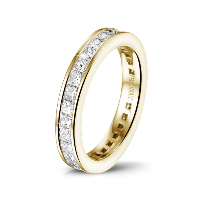 1.75 Karat Memoire Ring (rundherum besetzt) aus Gelbgold mit Prinzessdiamanten