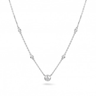 Halsketten - 0.45 Karat Diamant Halskette in Zargenfassung aus Platin