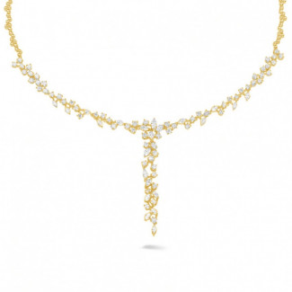 Halsketten - 7.00 Karat Halskette aus Gelbgold mit runden und marquise Diamanten