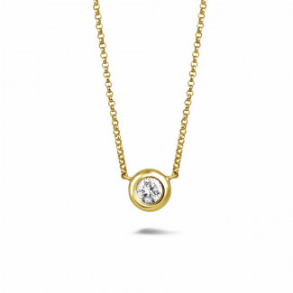 Halsketten - 0.70 Karat Diamant Anhänger in Zargenfassung aus Gelbgold