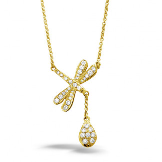 Halsketten - 0.36 Karat Diamant Libelle Halskette aus Gelbgold