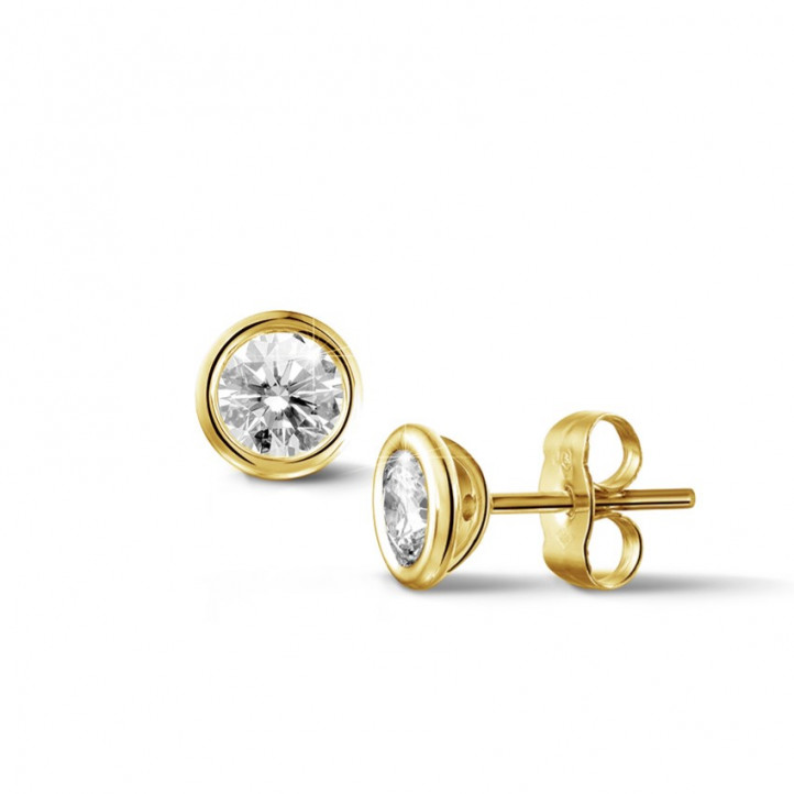 0.60 Karat Diamant Ohrringe mit Zargenfassung aus Gelbgold